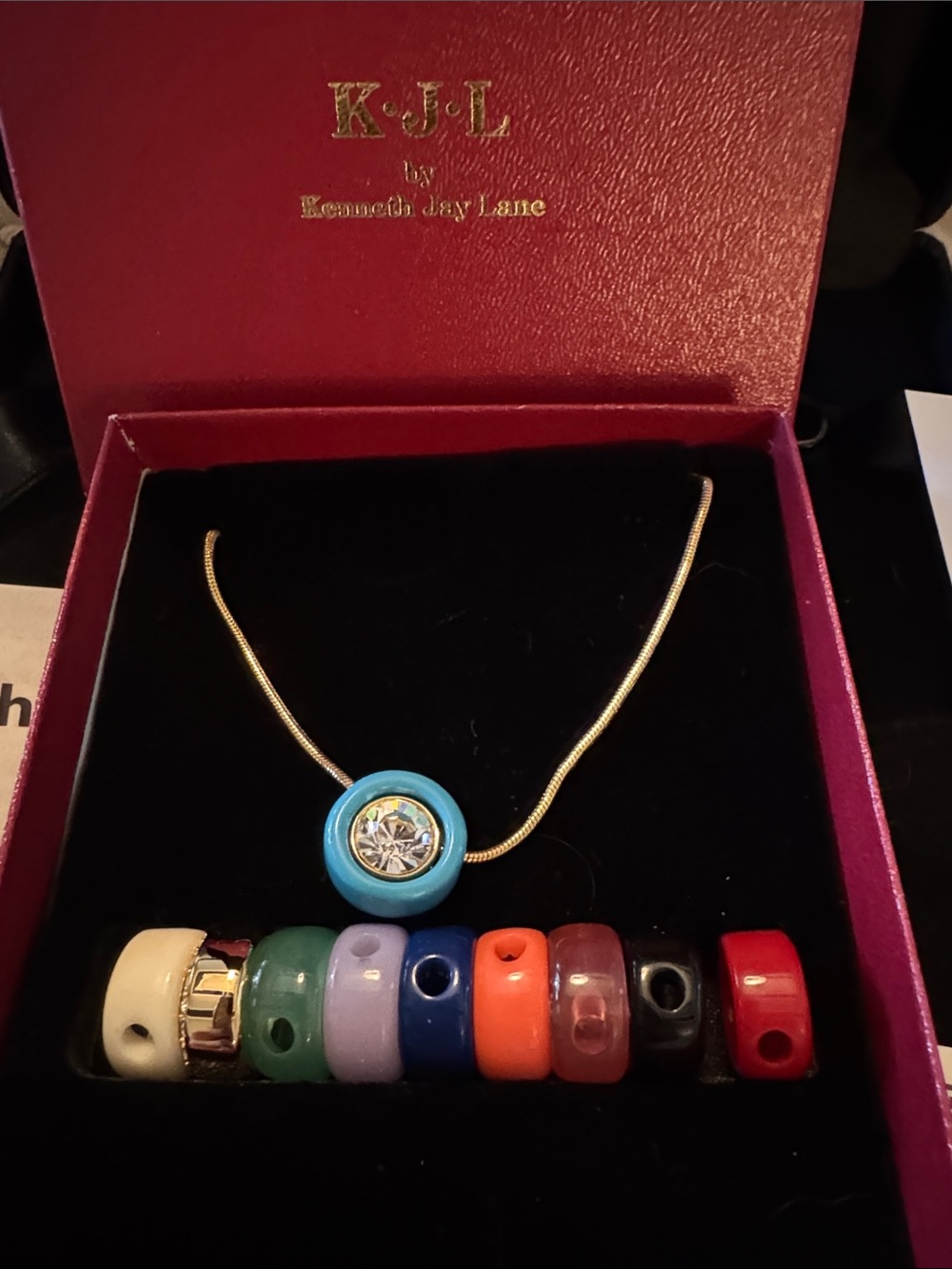 Rare Kenneth Lane Gold-Tone Necklace with Turquoise Pendant & Multicolor Beads